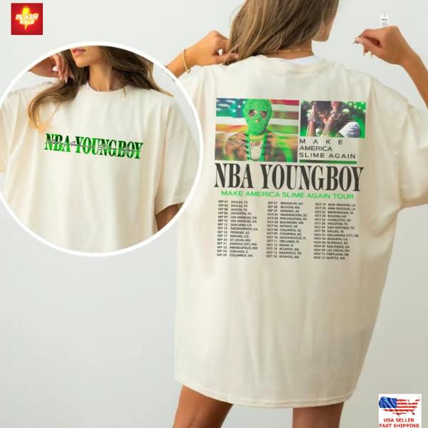 

NBA Young Boy Make America Smile Agian Tour 2025 Music Lover T-shirt Unisex T-Shirt XXL