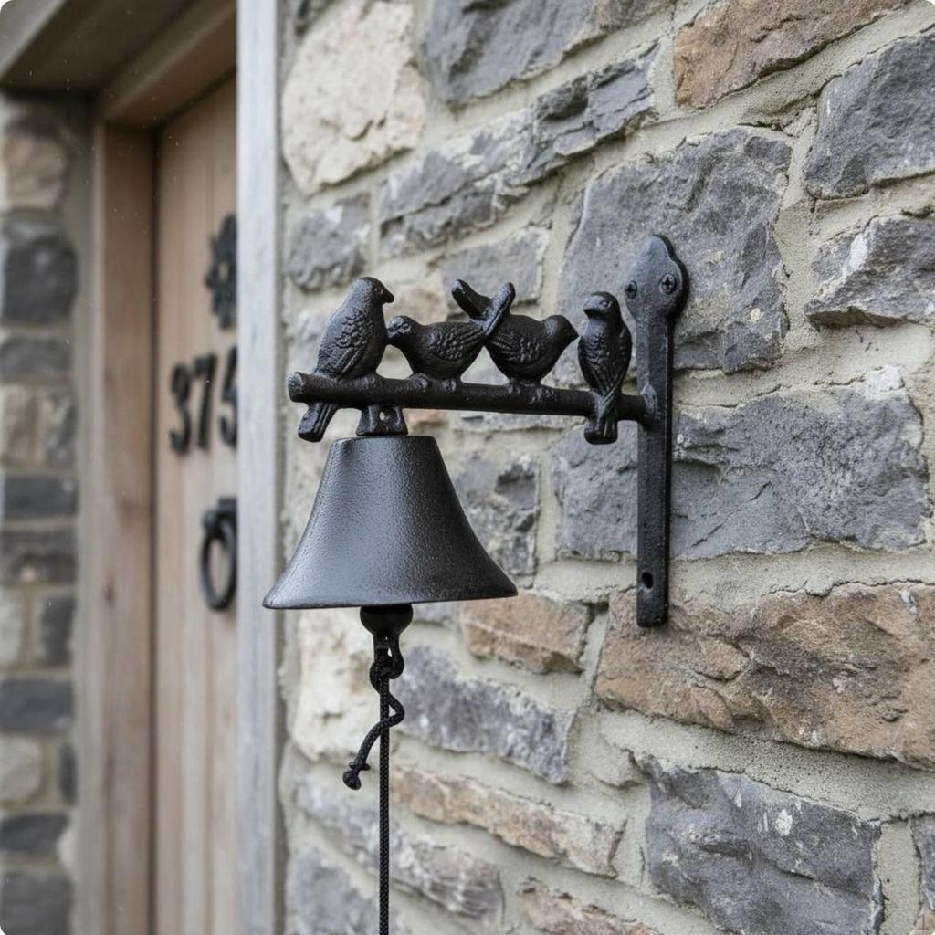 Rustic Cast Iron Chime Bell Decorative Wall Art Outdoor