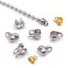 50pcs 100pcs Gold Color Fitting Stainless Steel Ball Chain Calotte Crimp Beads Connectors End Clasp DIY Bracelet Necklace Making