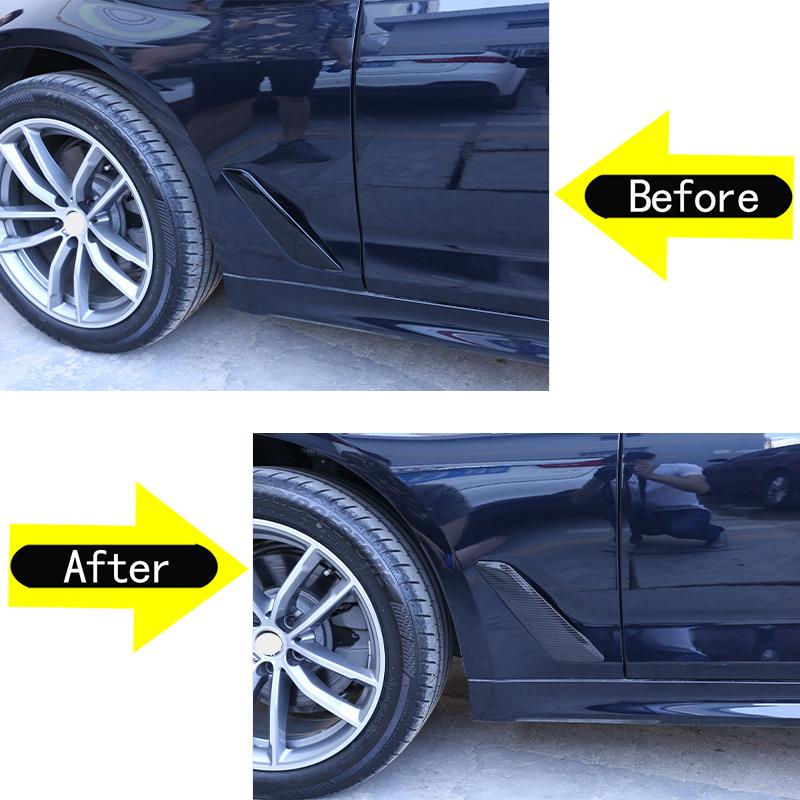 2Pc For BMW 5 Series G30 2018- Car Styling Piano Black Fender Side Air Vent Outlet Cover Trim Decorative Sticker