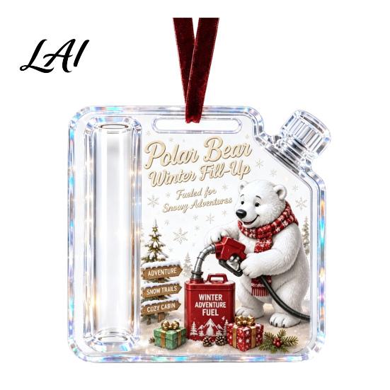 Unique Gift Idea Acrylic Christmas Money Holder Ornament Clear Fuel Up Gas Can Cash Card Holder Xmas Tree Hanging Decoration for Holiday Home Party