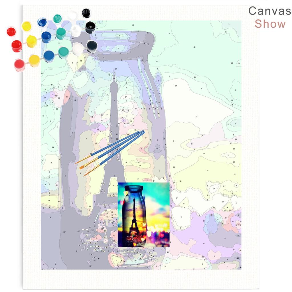RUOPOTY Paint By Numbers Seaside Landscape Wall Art Unique Gift Hand Painted Acrylic Picture By Numbers Bottle For Living Room