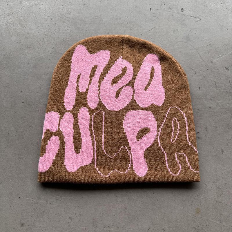 Acrylic Knitted Cap For Teens And Adults With Fashionable Letter Design