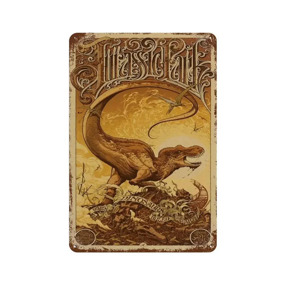 Jurassic Park Dinosaur Science Fiction Movie Sign Decor Metal Plate Poster Vintage Tin Sign Garage Man Cave Plaque Decoration