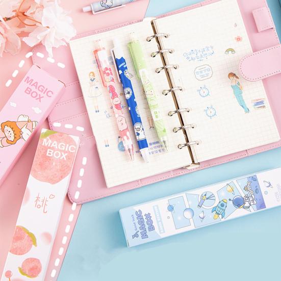 Gel Ink Pen Set with 2 Refills DIY Sticker 0.5MM Fine Point Retractable Pen Quick Drying Smooth Writing Pen School Stationery Student Gift