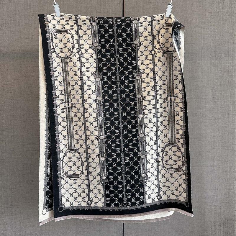 Autumn and winter new versatile imitation cashmere scarf high-end atmosphere classic letter chain printing scarf shawl