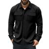 Men Cargo Vintage Jacket Lapel Long-sleeved Shirt Men's Multi-pocket Fleece Coat With Buttons