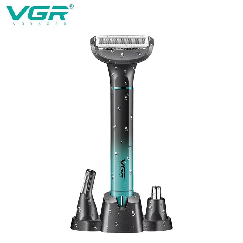 VGR V-625 IPX5 Rated Washable Rechargeable Electric Shaver Long Battery Life Multi-Function 3-in-1 Nose Hair and Beard Remover and Eyelash Trimmer