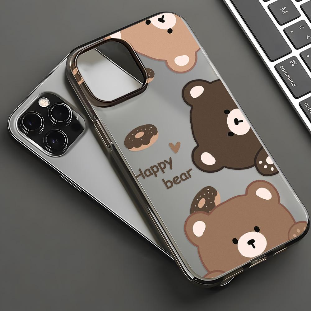 Weiche TPU Matte Niedliche Bär Handyhülle für iPhone 15 Pro Max Funda iPhone 16 11 13 15 14 Plus 12 Mini 16promax 15promax Klare Hülle