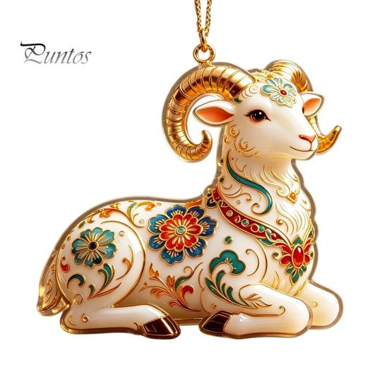 Festive Atmosphere Supplies 2PCS Christmas Goat Hanging Ornaments, Decorative 2D Acrylic Tree Ornament for Restaurant Pendants, Lightweight Ornaments