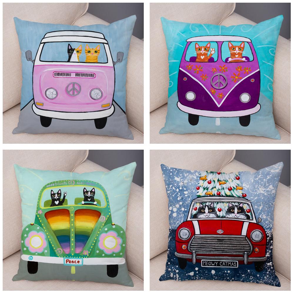 Pet Animal Cute Funny Cartoon Driving Cat Pillowcase Pillowcase Cushion Cover