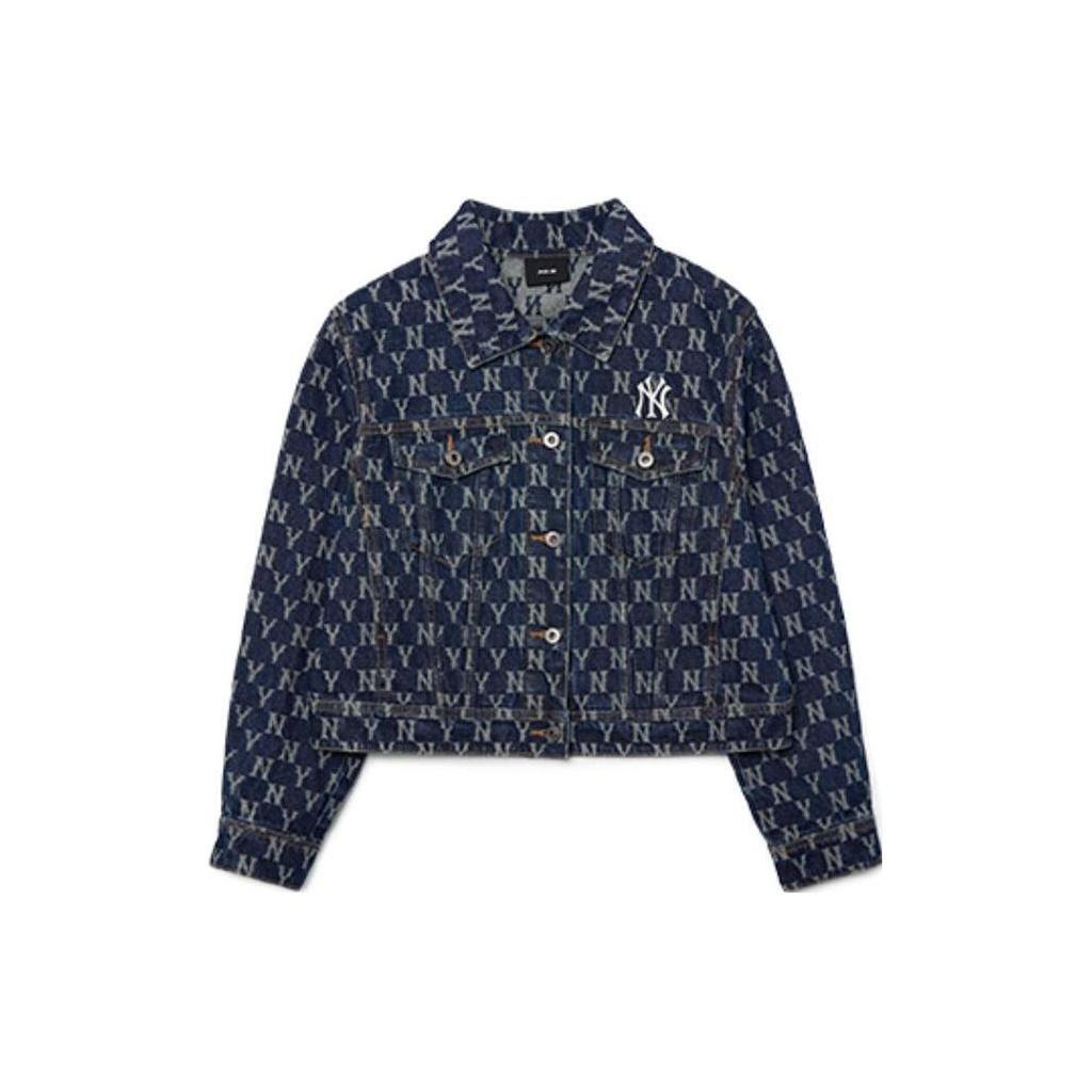 New MLB Mlb Old Flower Denim Jacket Women's Blue 3FDKM0321-1