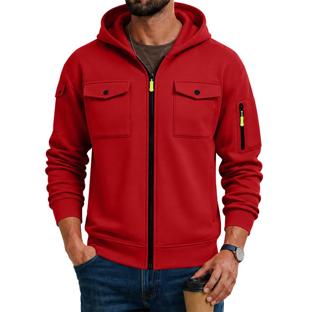 Men's Color Light Hooded Jacket for Fall and Winter
