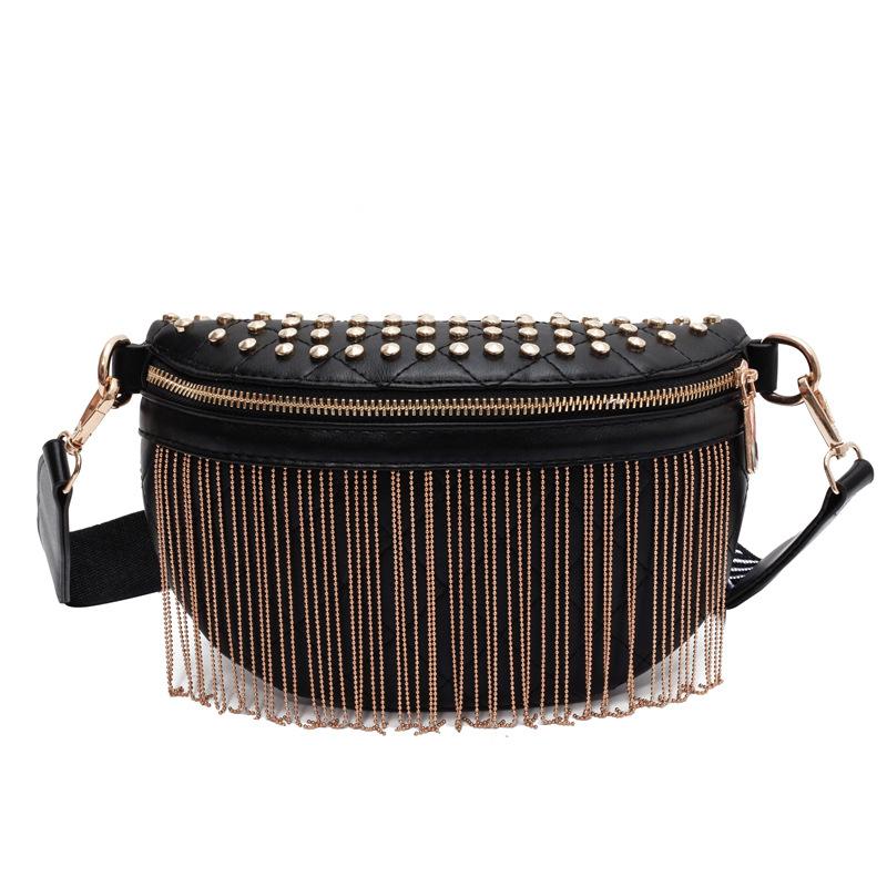Tassel Bag, Fashionable Metal Stud Crossbody Bag, Wide Shoulder Strap, Single Shoulder Sling Bag