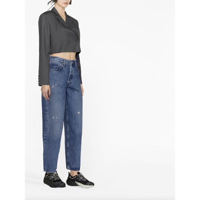5 off Export USA Cut Label Loose Casual Straight High Waist Boyfriend Pants No Stretch Cropped Elegant Daddy Denim