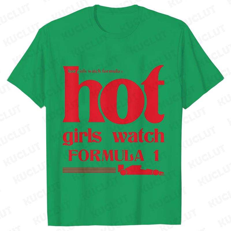 Hot Girls Watch Formula Racing Car Pattern T-shirts Women Clothing Fashion Casual Graphic Tops Trend Harajuku Short Sleeve Tees