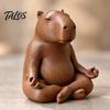 Relaxing Room Accessory Meditating Capybara Figurine, 3D Printed Yoga Statue, Zen Minimalist Home Decor Animal Ornament for Office Shelf Decoration