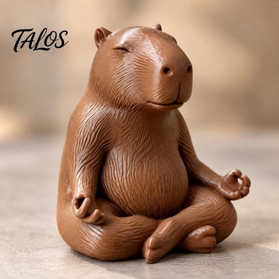Relaxing Room Accessory Meditating Capybara Figurine, 3D Printed Yoga Statue, Zen Minimalist Home Decor Animal Ornament for Office Shelf Decoration