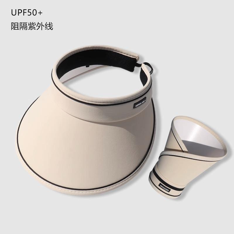Vinyl sunscreen hat women's summer UV protection new empty top sun hat folding large brim sun hat
