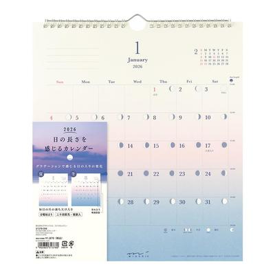 Midori 2026 Wandkalender, Kalender für Tageslänge, 31378006