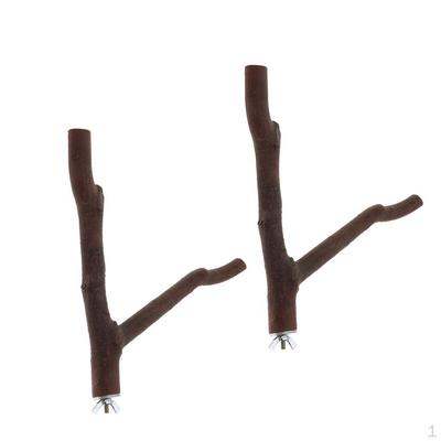 2x Parrot Wood Fork Stand Toy Bird African Greys Branch Perches Cage 3#