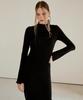 ETMON Layered Slim Long Dress Black