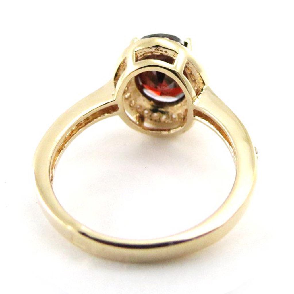 Gold Plated Ring 'Victorina' Golden Garnet - 12x11 Mm
