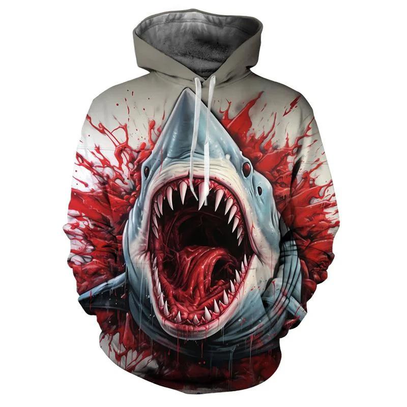 Sea Animal Shark 3D Printed Men Hoodies Oversized Sweatshirt Long Sleeve Pullovers Fashion Sweatshirts Kids Harajuku Hoodie