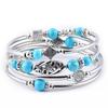 Natural Turquoise & Tiger Eye Multi-Layered Stone Wrap Bracelet
