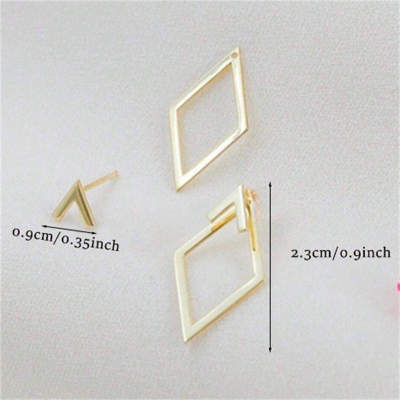 Retro Minimalist Geometric Square Detachable Triangles Stud Earrings for Women Jewelry Accessories Party Gifts