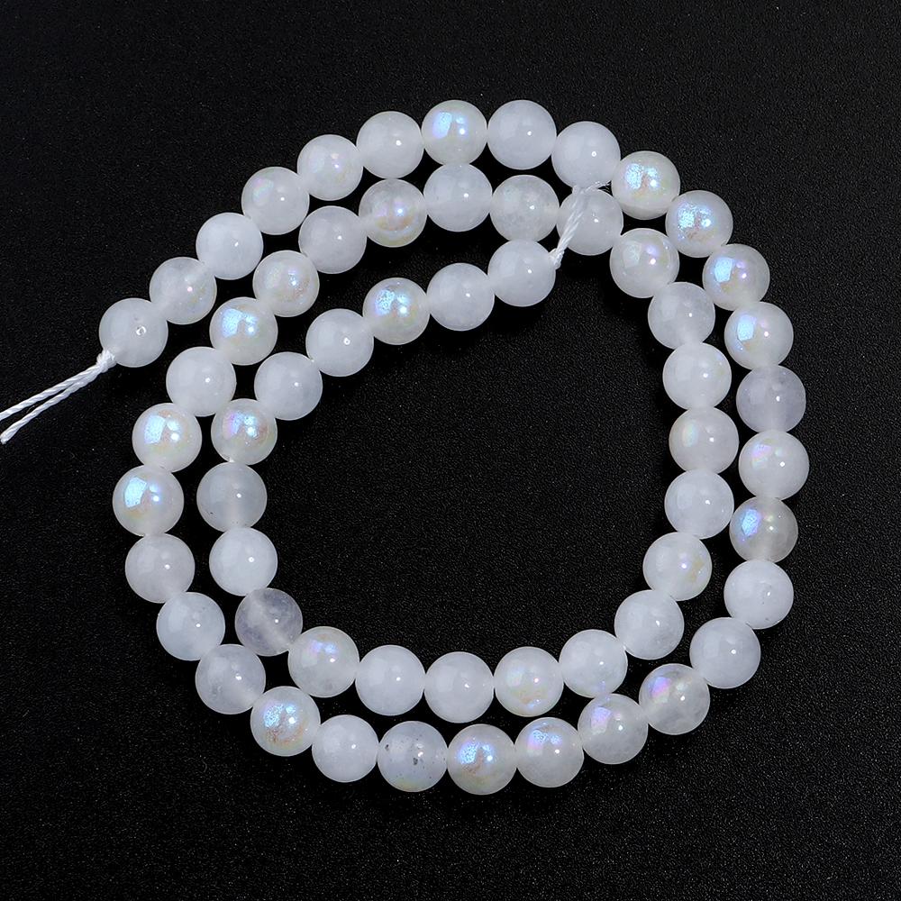 4 6 8 10mm Natural Moonstone Beads White Round Smooth Loose Gemstone Beads For DIY Jewelry Making Necklace Bracelets Accessories
