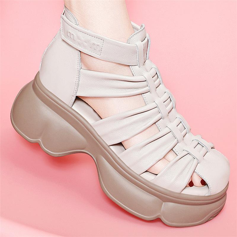sandals women's new summer small man heightening thick-soled cool boots high-top leather sandals