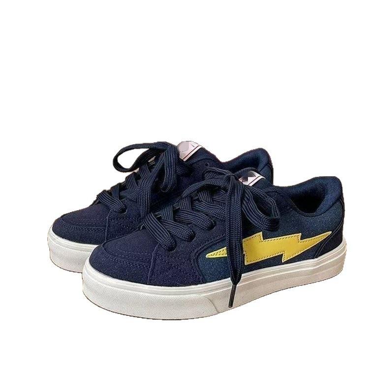 Thick baseplate shoes spring new leisure sports student lightning retro bread shoes
