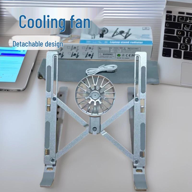 Aluminum Laptop Cooling Stand with Fan - Portable 18-inch Support for Gaming