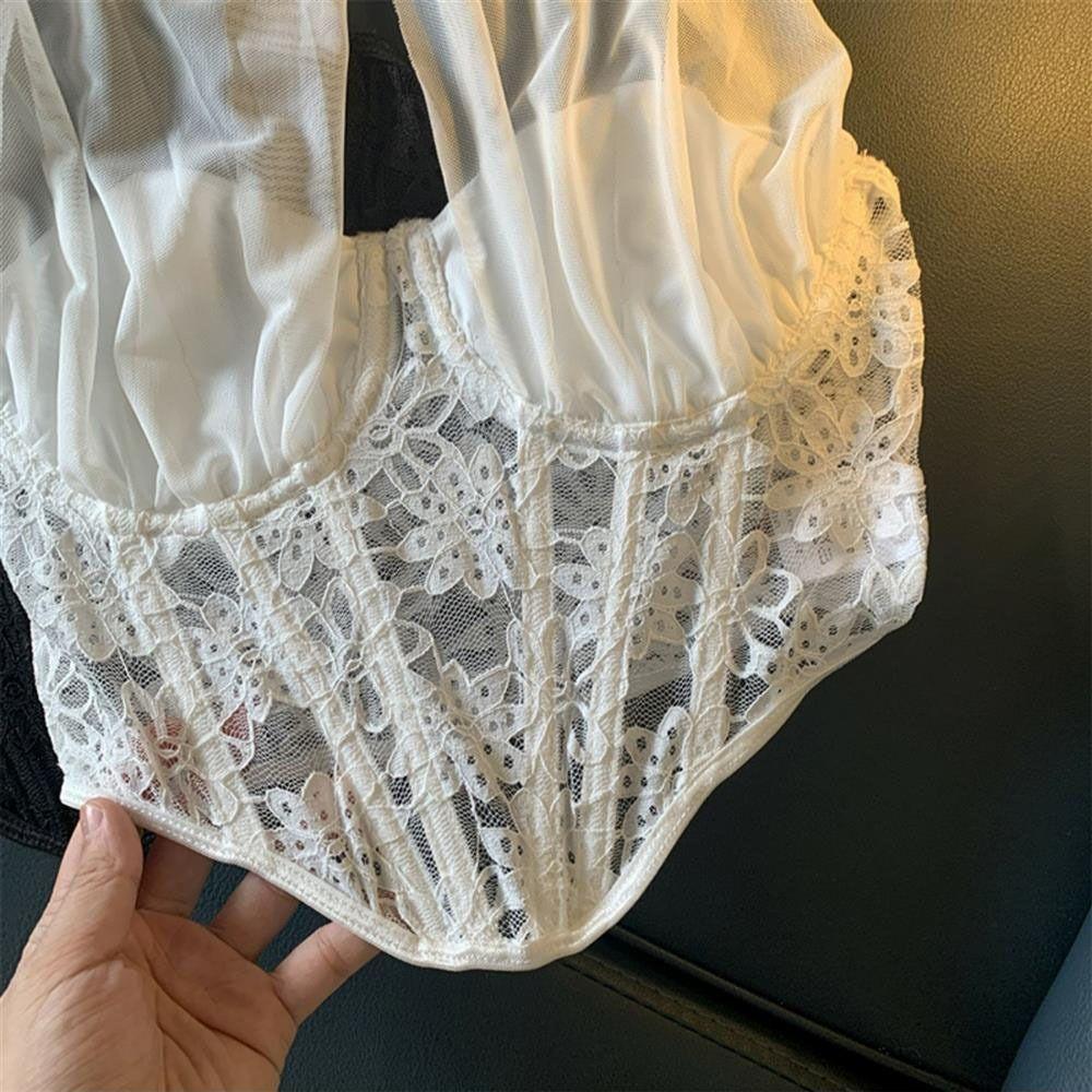 Transparent Lace Camisole Mesh Fishbone Corset Camisole Sweet Lace Flower Corset Travel