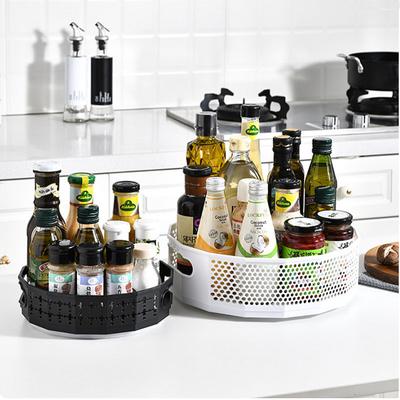 European Style Seasoning Storage Box Rotatable Plastic Solid Color Multifunctional Desktop Hollow Out Storage Rack