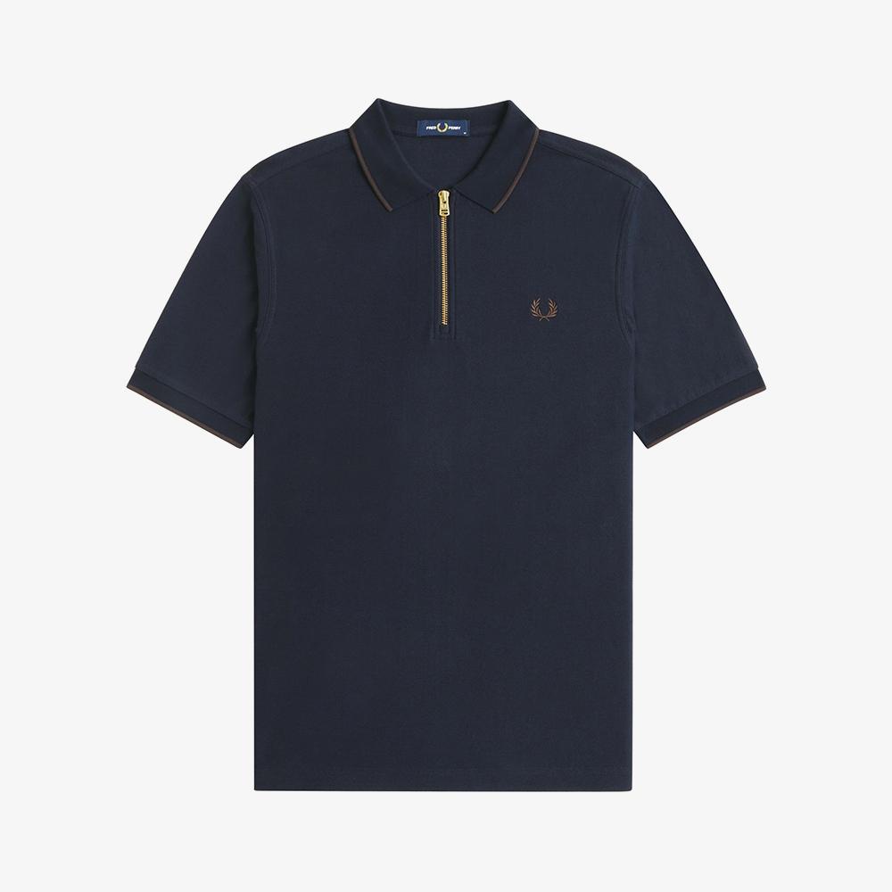 Fred Perry [Sharp] Crepe Pique Zip-Neck Polo Shirt (608) Afpm2437729-608
