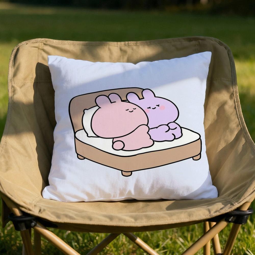 AAsamimichan Cute Bunny Cushion Cover Soft Reversible  Durable Pillow Cover  MultiScene Use for Home  Car Daily Comfort