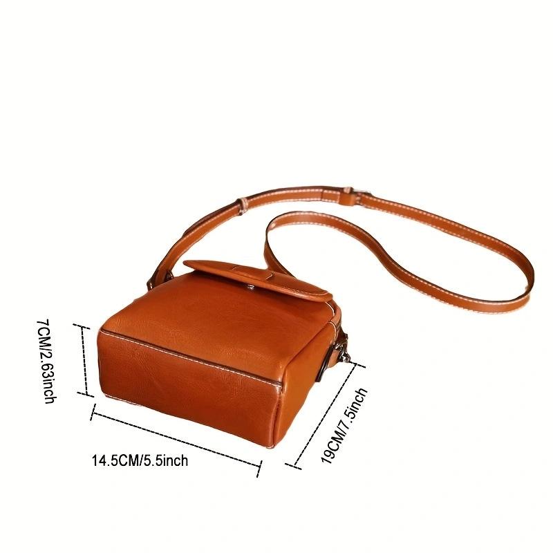 Women's Fashion One-shoulder Small Bag Oil Wax Leather Mobile Phone Bag Soft Leather Shell Bag All-match Messenger Bag