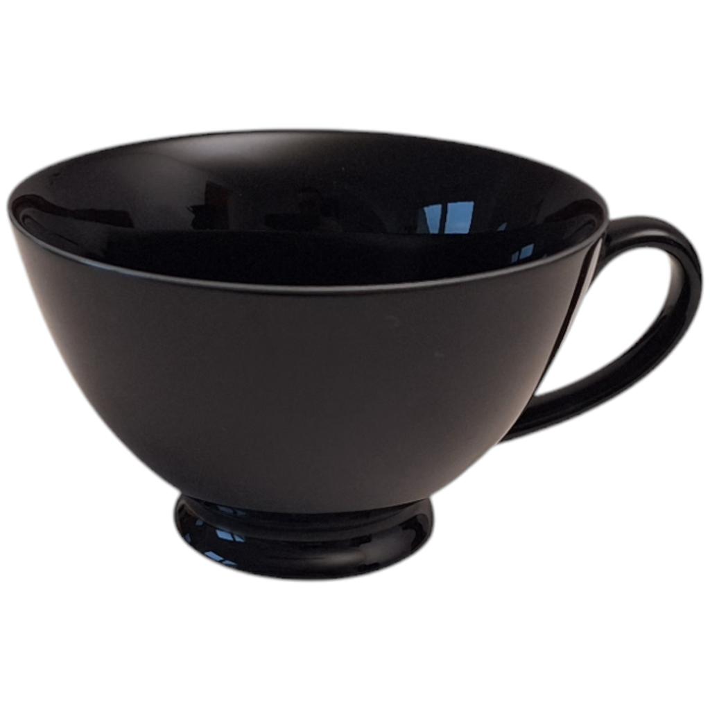 BLACK CERAMIC CUP 260ml WITH OPENWORK SAUCER FOR COFFEE AND TEA