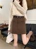 Retro Woolen Skirt Women's Autumn and Winter High Waist Temperament Skirt Short Skirt