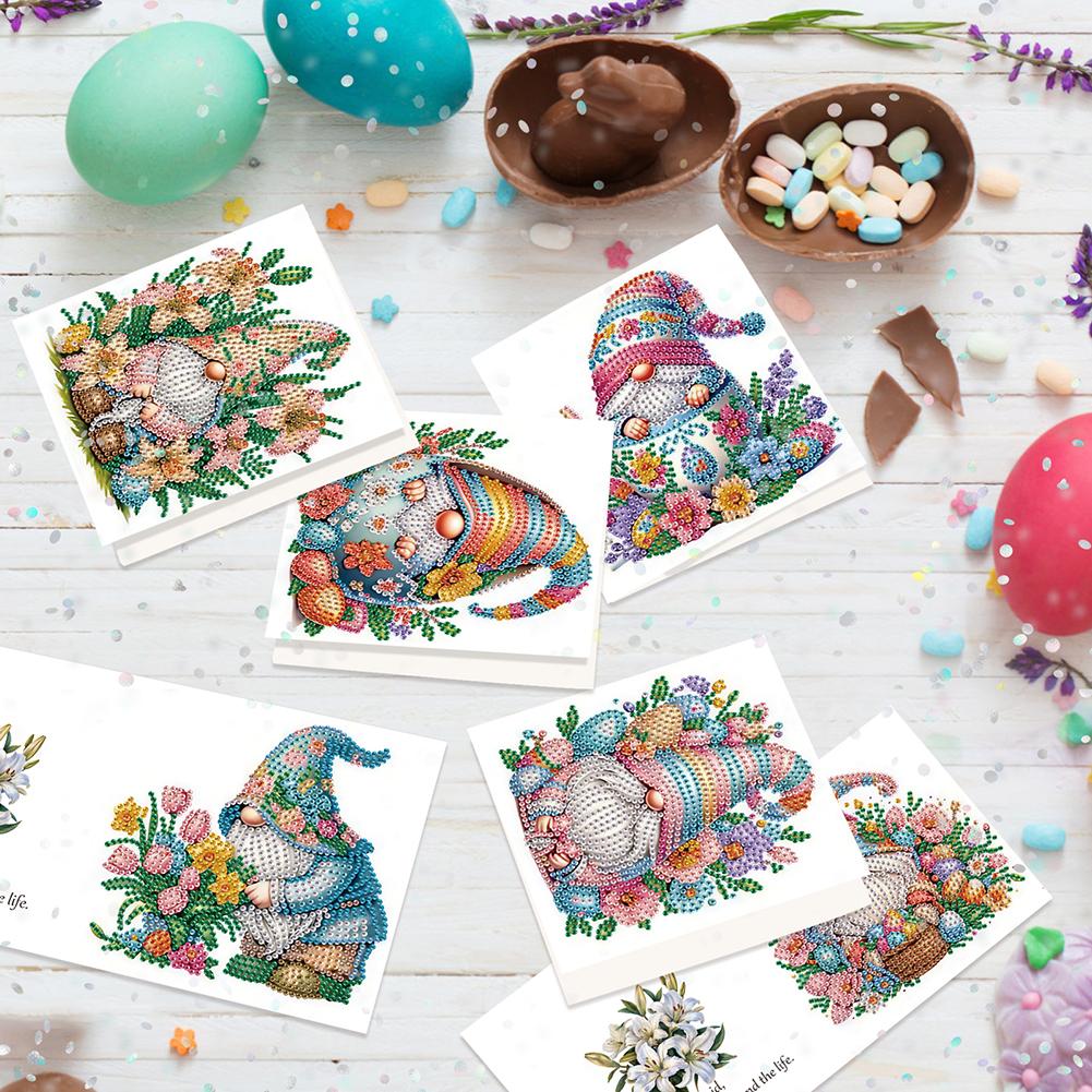 6pcs Easter Diamond Art Cards DIY Diamond Painting Gift Card Handmade Diamond Art Greeting Cards Arts Crafts for Easter