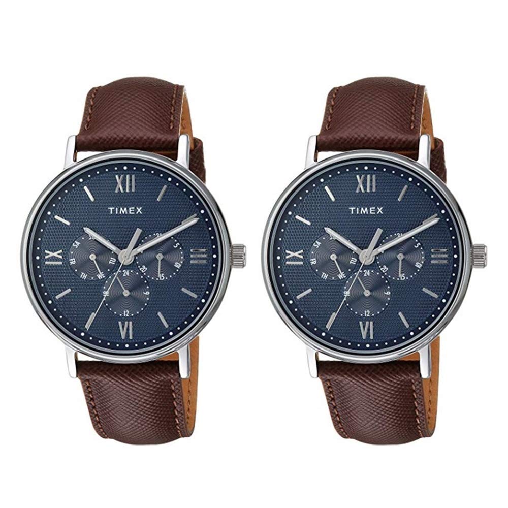 

[Timex] [Pair Watch Storage Box Included] Pair Watch Men s Women s South View Multi Blue x Brown Leather Simple Matching TW2T35100TW2T35100 Watch