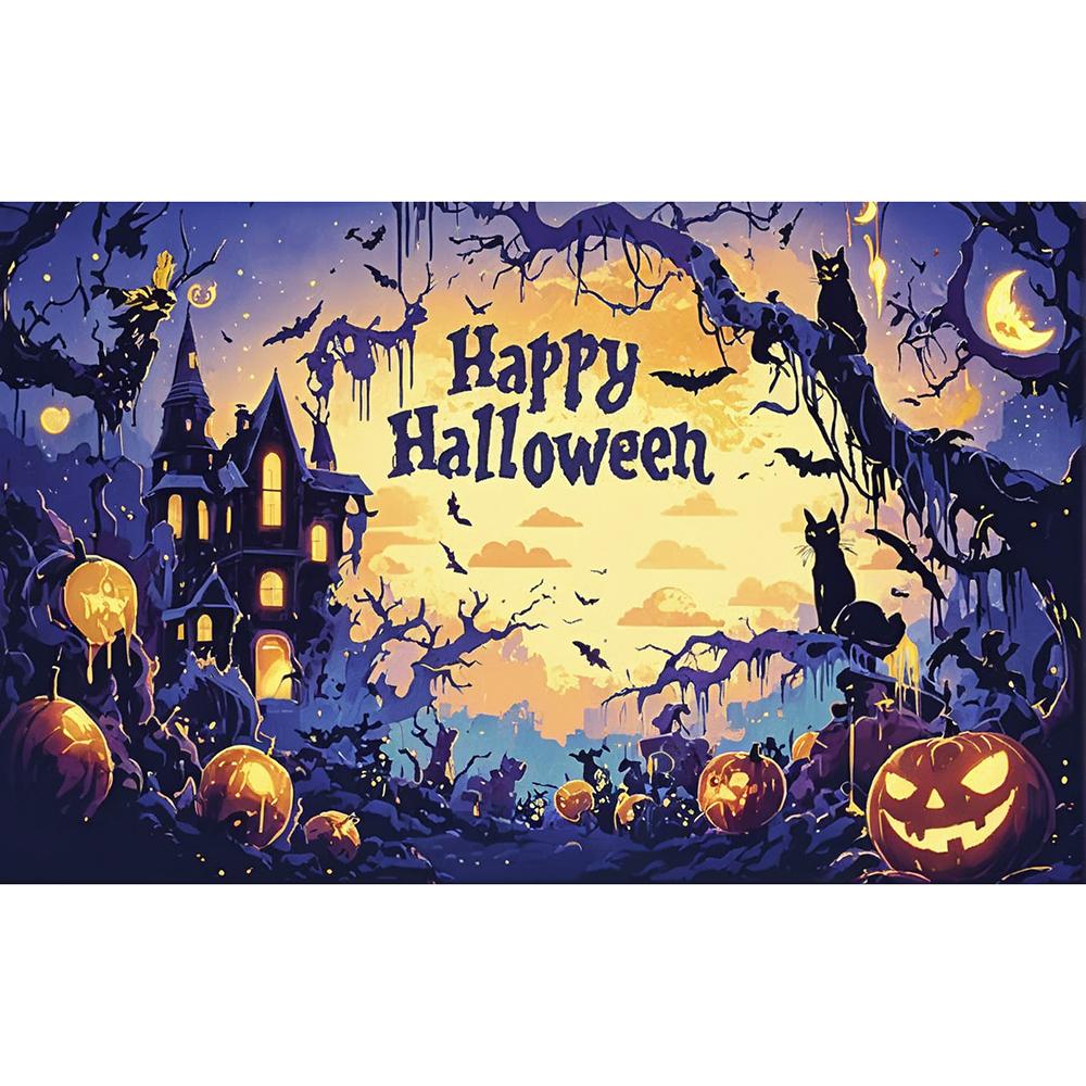 Halloween Decoration Backdrop Banner Party Outdoor Background Bat Pumpkin Horror Curtain Home Decor Photography Prop