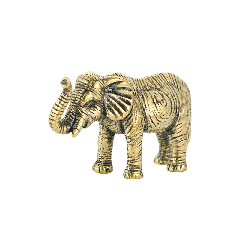 Bronze Minature Elephant Figurines Tea Pet Table Ornament Decorations Copper Animal Crafts Miniatures Home Decor Living Room