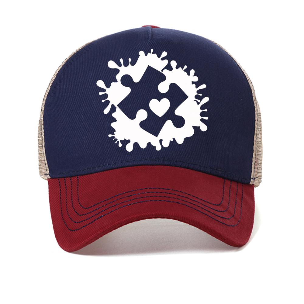 

Autism Awareness Women Breathable baseball cap fashion Summer Casual cool snapback hat outdoor Breathable mesh trucker hats Adjustable