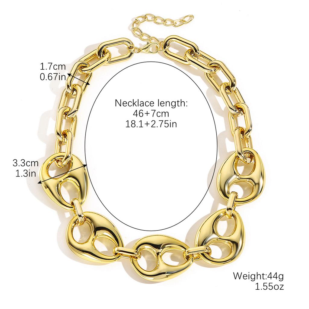 Accessories, Gold Personality Hip Hop Necklace Exaggerated Ccb Acrylic Exaggerated Necklace