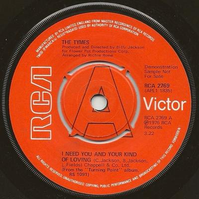 7inch Record TYMES - I Need You And Your Kind Of Loving RCA2769PROMO RCA Victor 1976 UK Soul/Funk Used