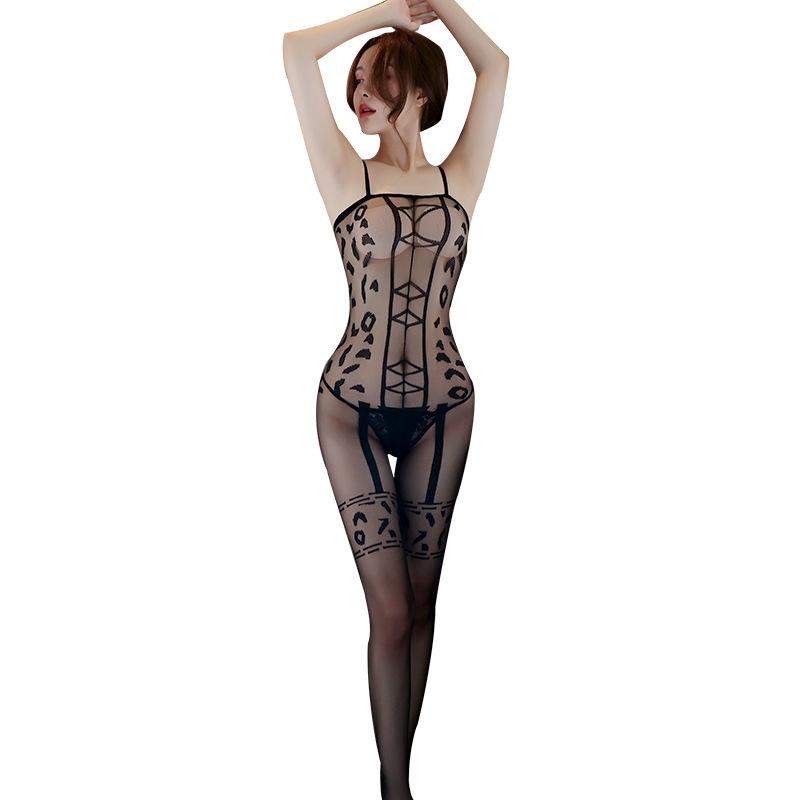 Sheer Plus Size Fishnet Bodysuit Women One-piece Stocking Crotchless Lingerie Choice Temptation Female Jumpsuit Sexy