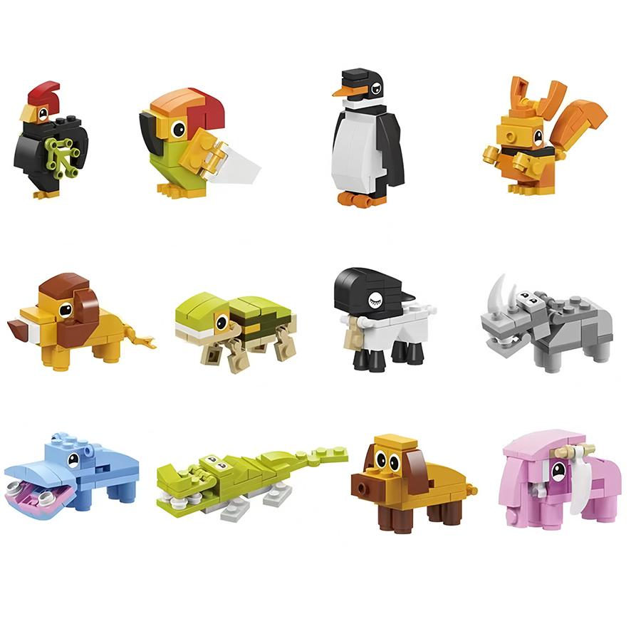 MOC Marine Insect Bird Building Block Set Animal Model Small Particle Puzzle Bricks for Kids